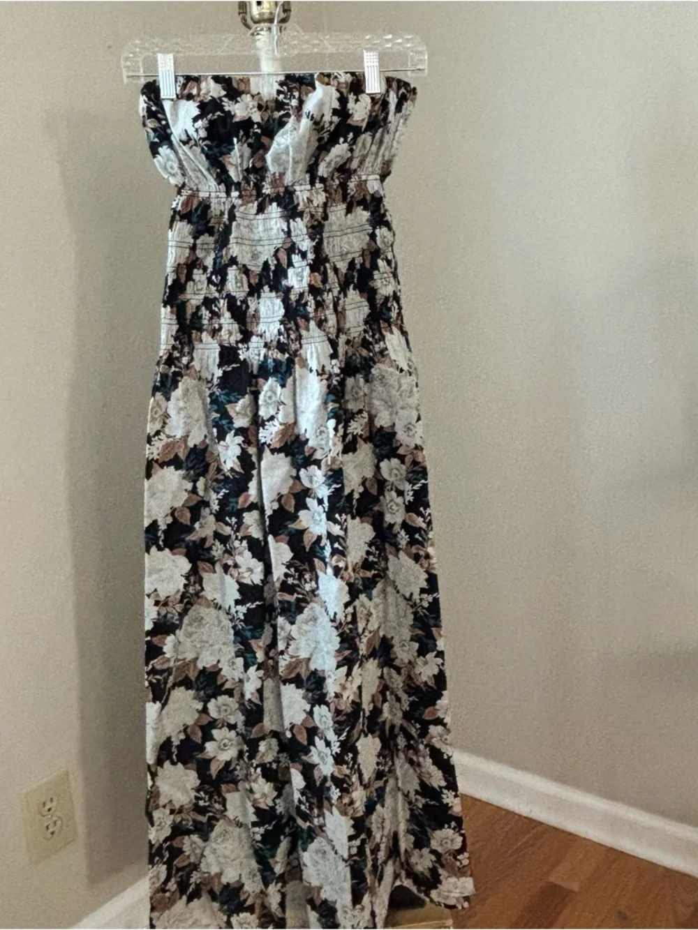 Abercrombie & Fitch Strapless Drop Waist Smocked Floral Maxi Dress Size Medium